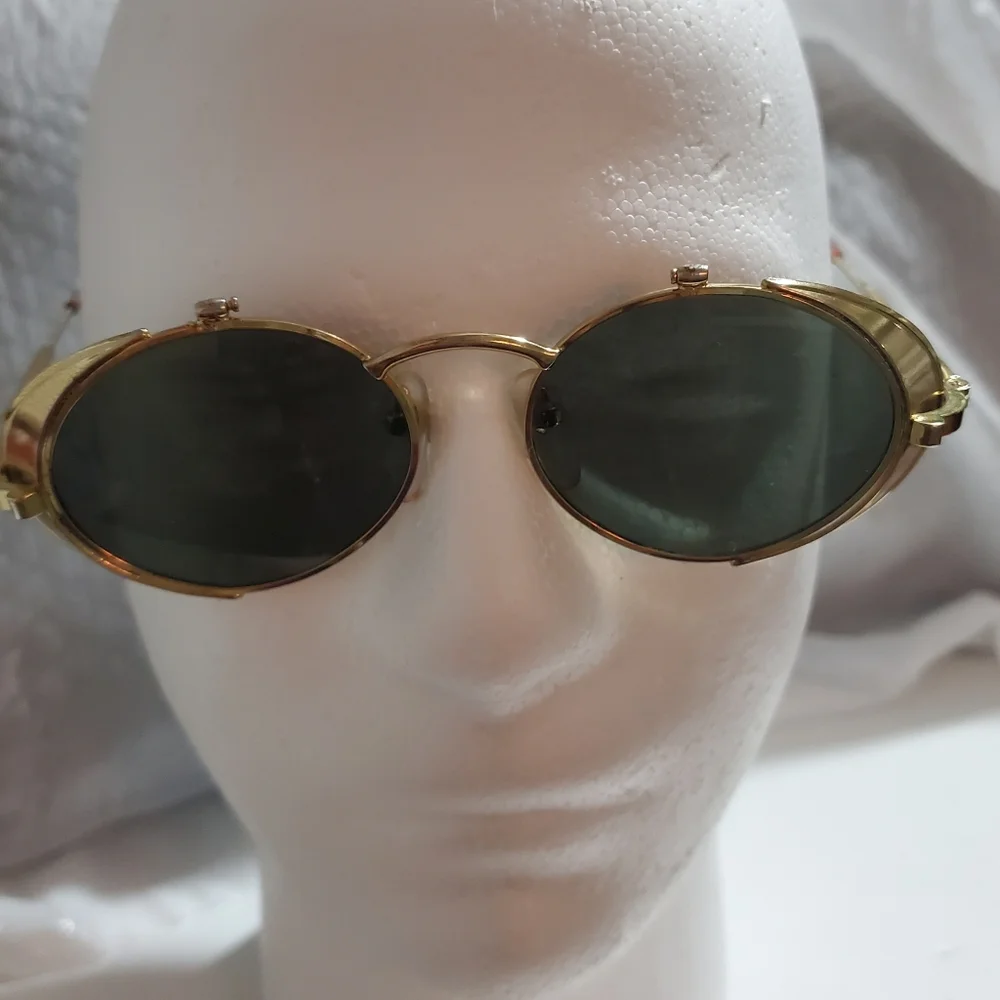 Sun Glasses Steampunk, gold rimmed. Vintage Unisex - Picture 3 of 4